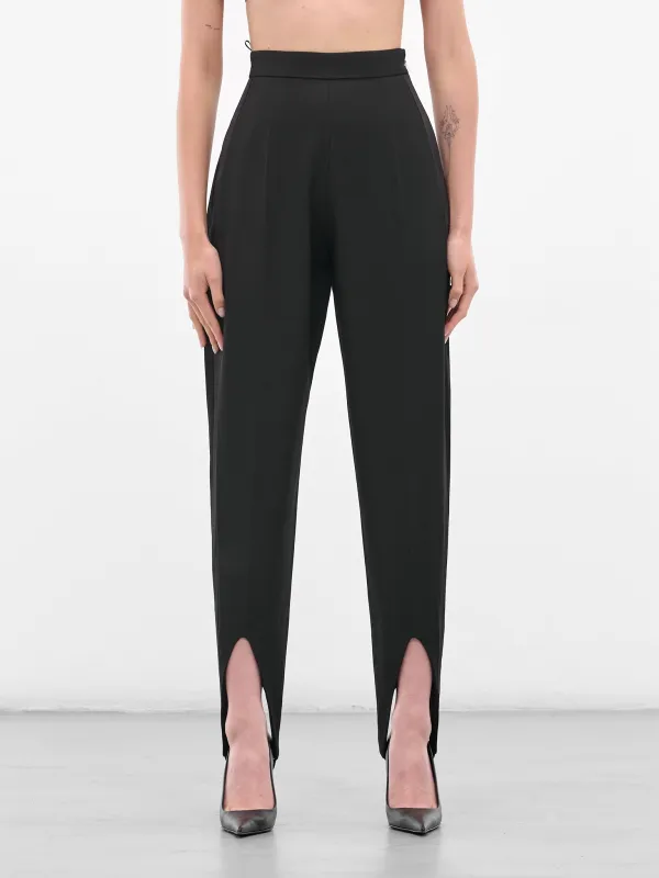 Black Tuxedo Fuseau Wool Trousers (BA4FP12-BLACK) sold by lorenzo