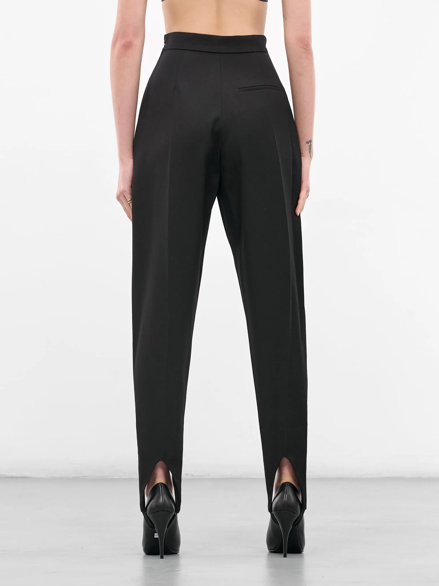 Black Tuxedo Fuseau Wool Trousers (BA4FP12-BLACK) sold by lorenzo product image thumbnail 3