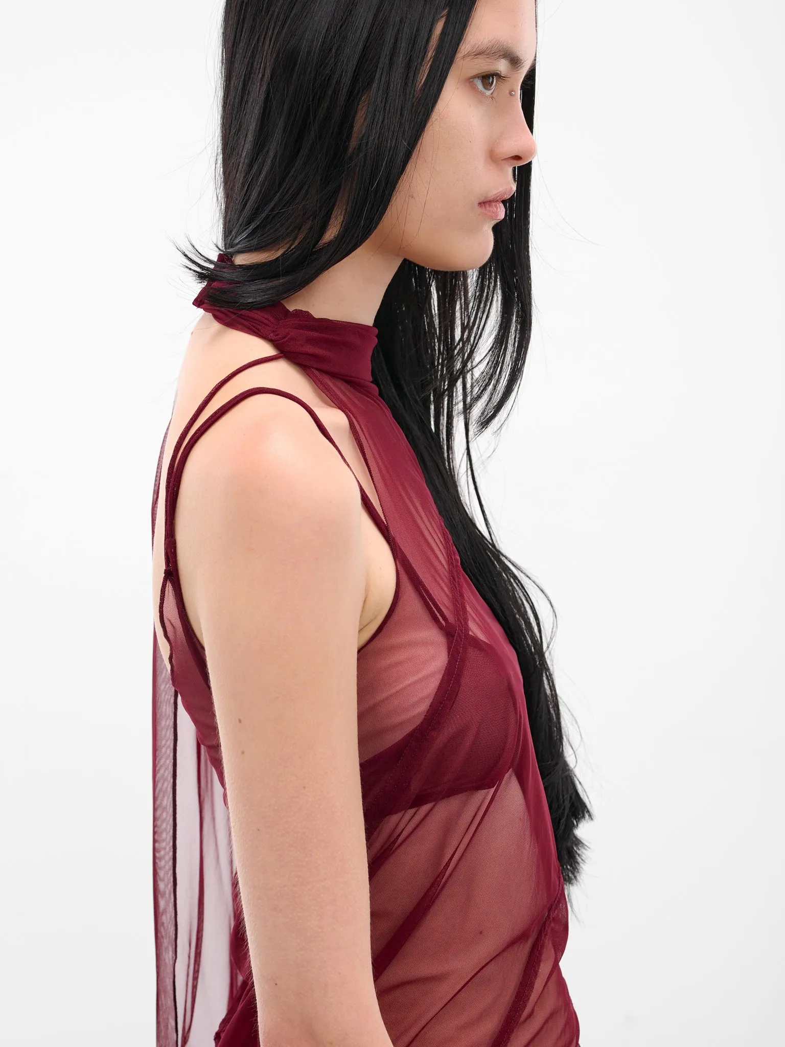 Red Mesh Shawl Top (IOFW25ST06-2-RUBY) sold by lorenzo product image thumbnail 5