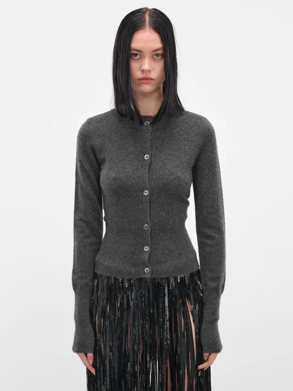 Gray Cashmere Slim Cardigan (IOFW25ST04-1-K-GREY) sold by lorenzo