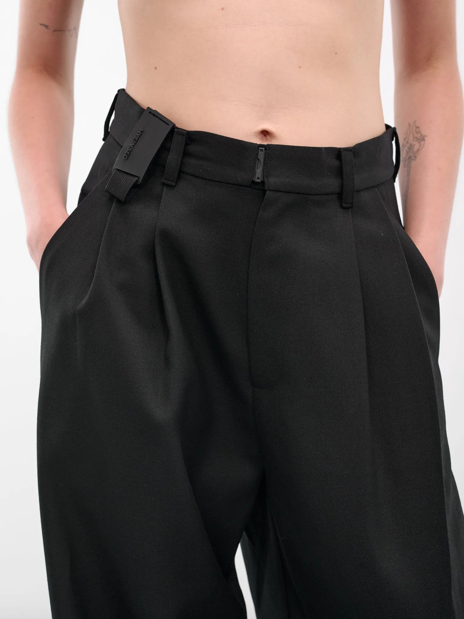 Black Wool Wide Leg Trousers (PT1K-BLACK) sold by lorenzo product image thumbnail 5