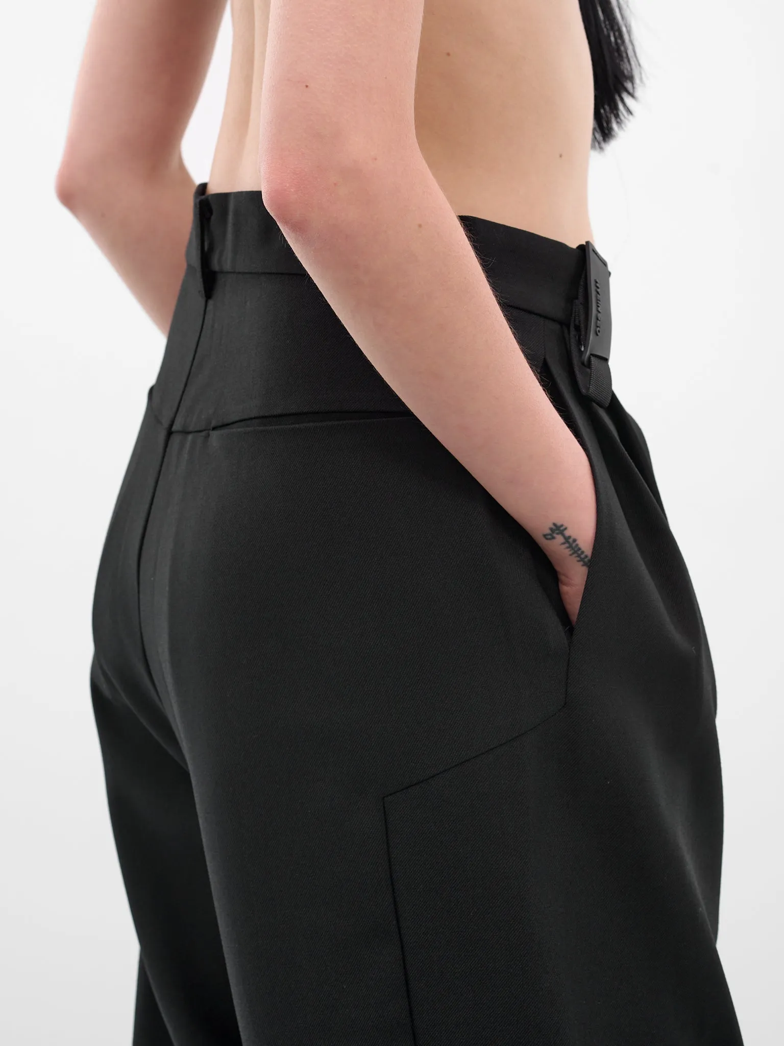 Black Wool Wide Leg Trousers (PT1K-BLACK) sold by lorenzo product image thumbnail 4