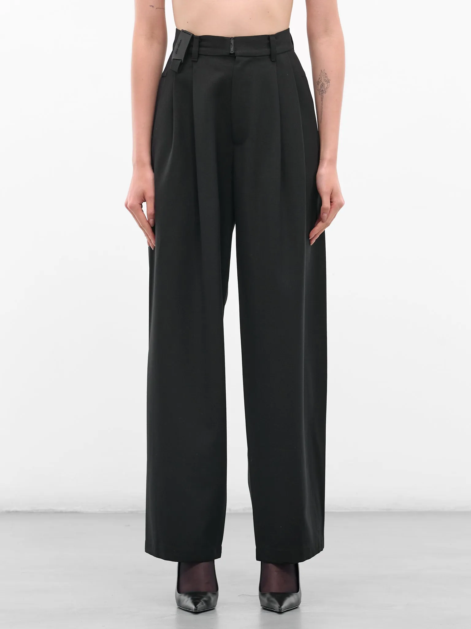 Black Wool Wide Leg Trousers (PT1K-BLACK) sold by lorenzo