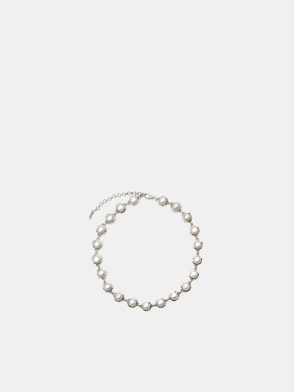 White Gold Pearl Circle Necklace (JLG0022WG-WHITE-GOLD) sold by lorenzo