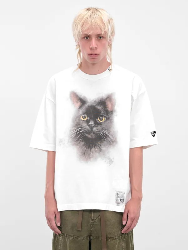 White Cat Graphic Oversized Tee (J15TS762-WHITE) sold by lorenzo
