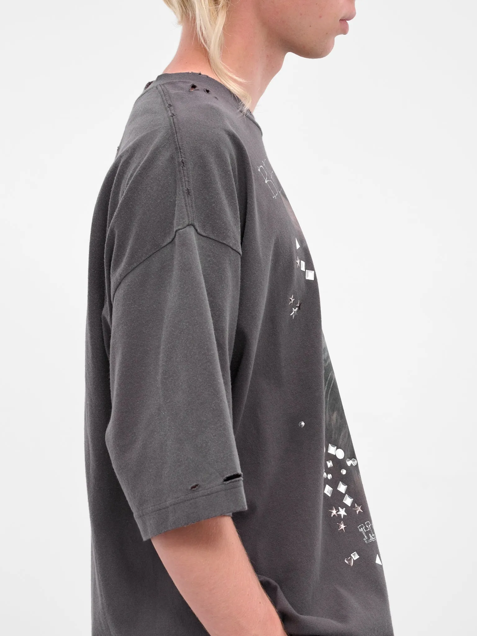 Black Distressed Cat Graphic Tee (J15TS752-BLACK) sold by lorenzo product image thumbnail 4