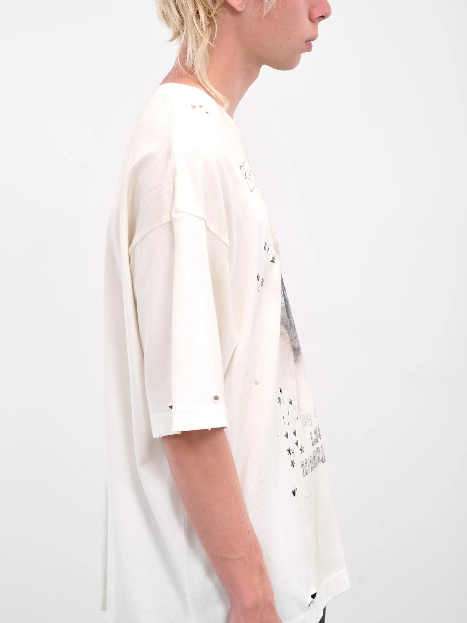 White Distressed Cat Graphic Tee (J15TS752-WHITE) sold by lorenzo product image thumbnail 4