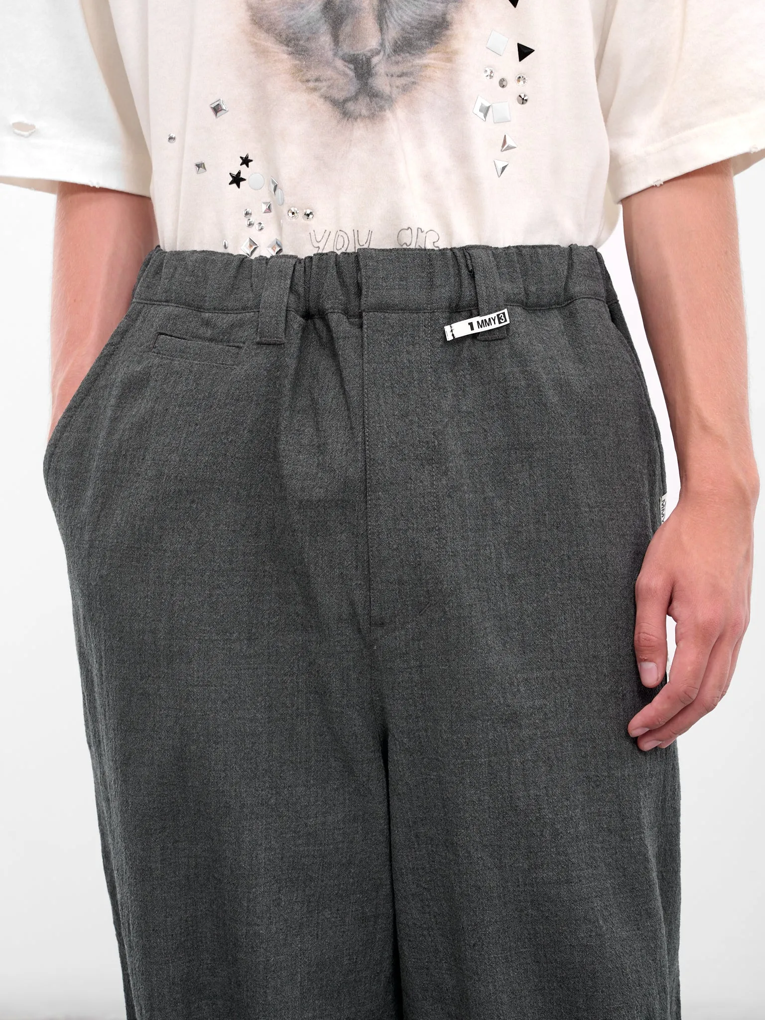 Gray Layered Cuffs Wide Trousers (J15PT132-GRAY) sold by lorenzo product image thumbnail 4