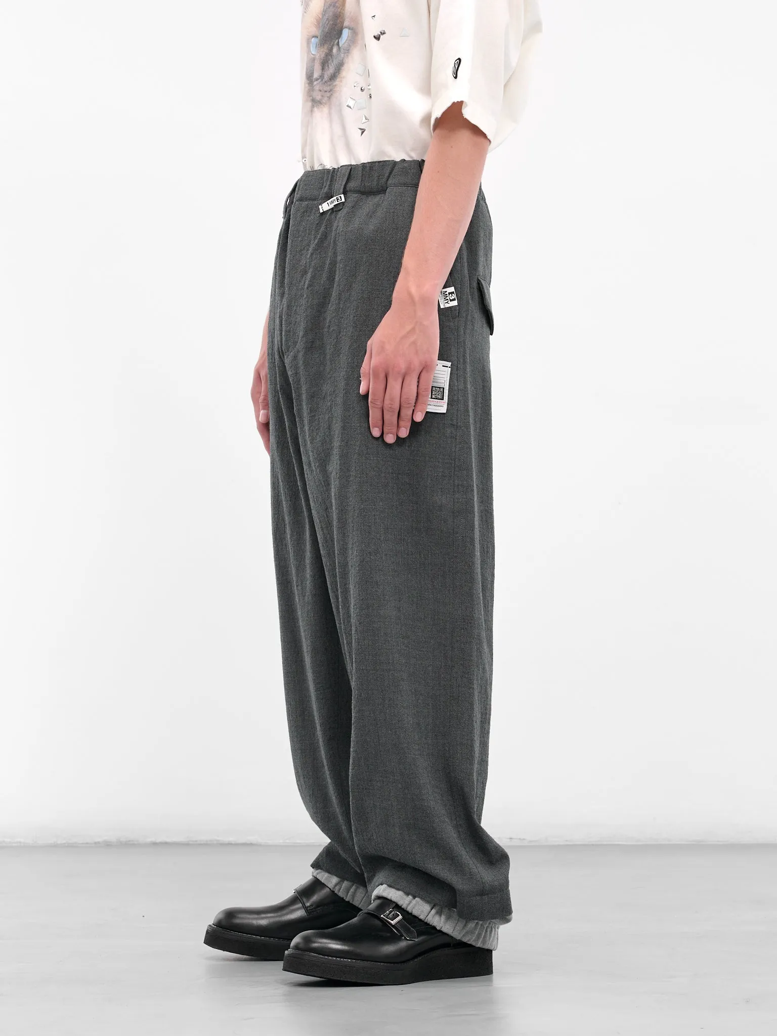 Gray Layered Cuffs Wide Trousers (J15PT132-GRAY) sold by lorenzo product image thumbnail 2