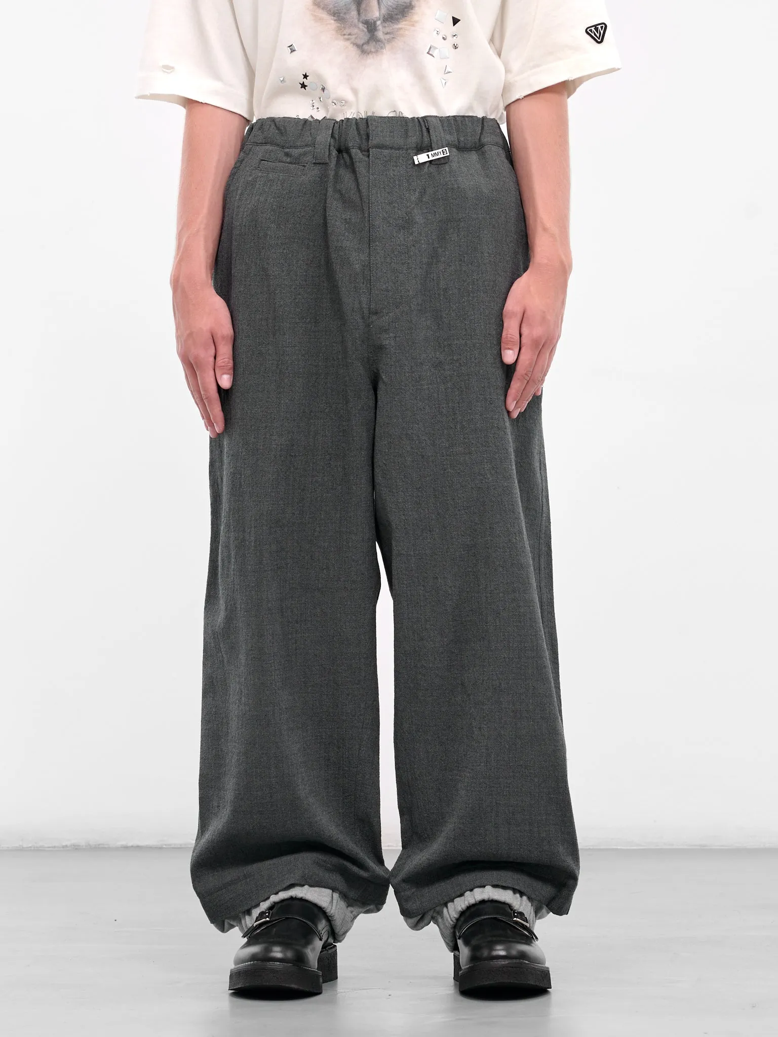 Gray Layered Cuffs Wide Trousers (J15PT132-GRAY) sold by lorenzo
