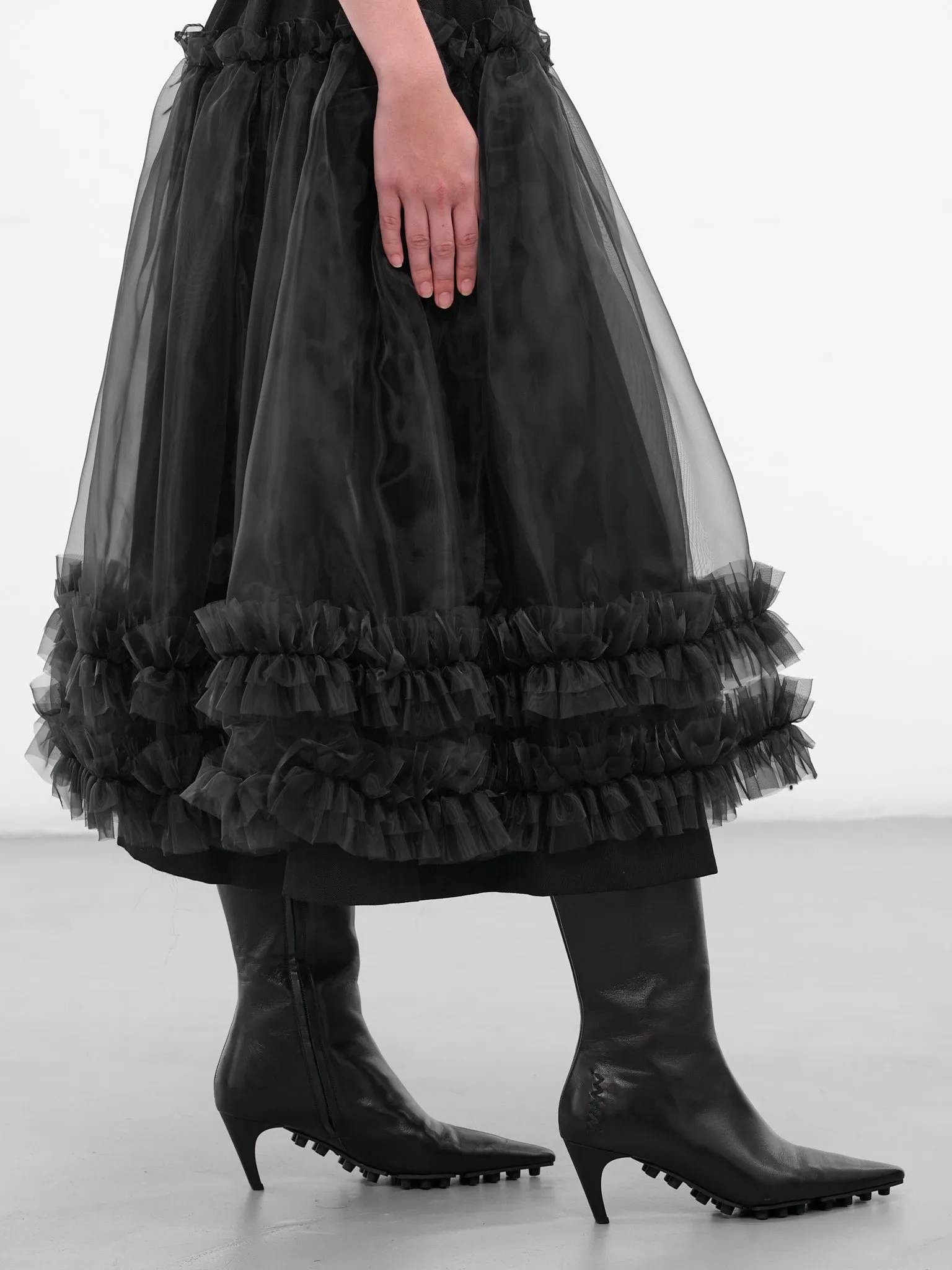 Black Layered Ruffle Midi Skirt (3P-S001-051-1-BLACK) sold by lorenzo product image thumbnail 5