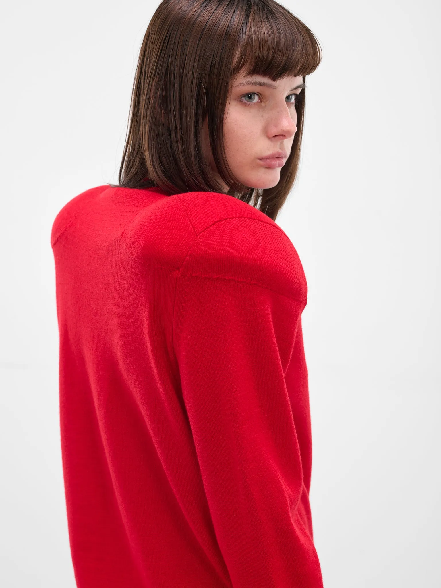 Red Wool Padded Shoulder Sweater (GP-N003-051-3-RED) sold by lorenzo product image thumbnail 5
