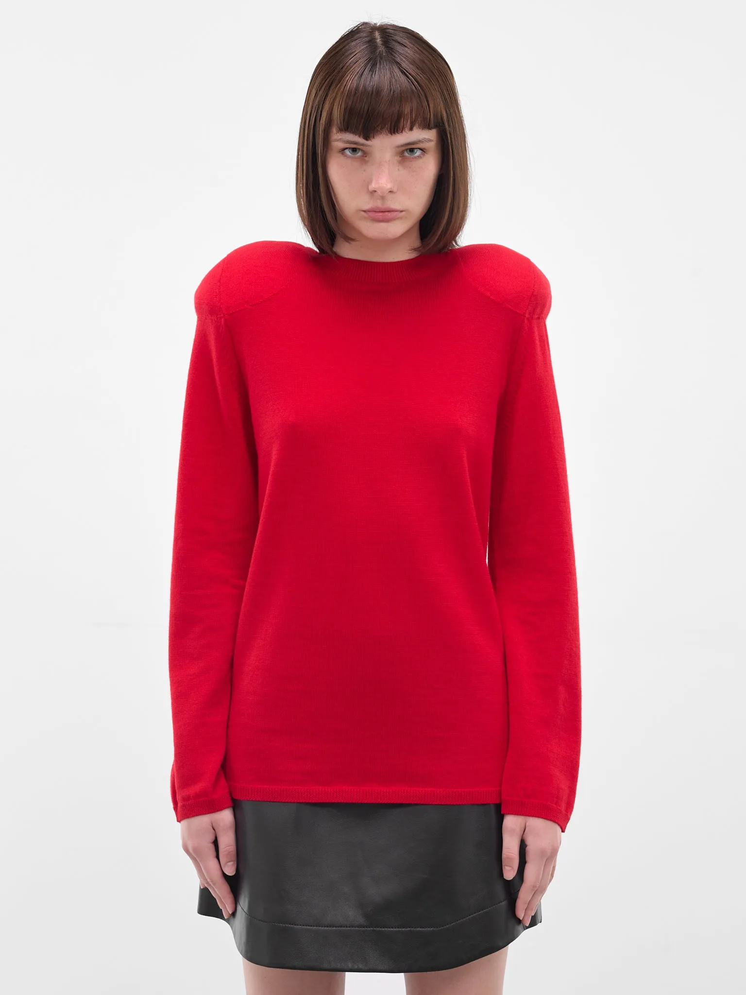 Red Wool Padded Shoulder Sweater (GP-N003-051-3-RED) sold by lorenzo