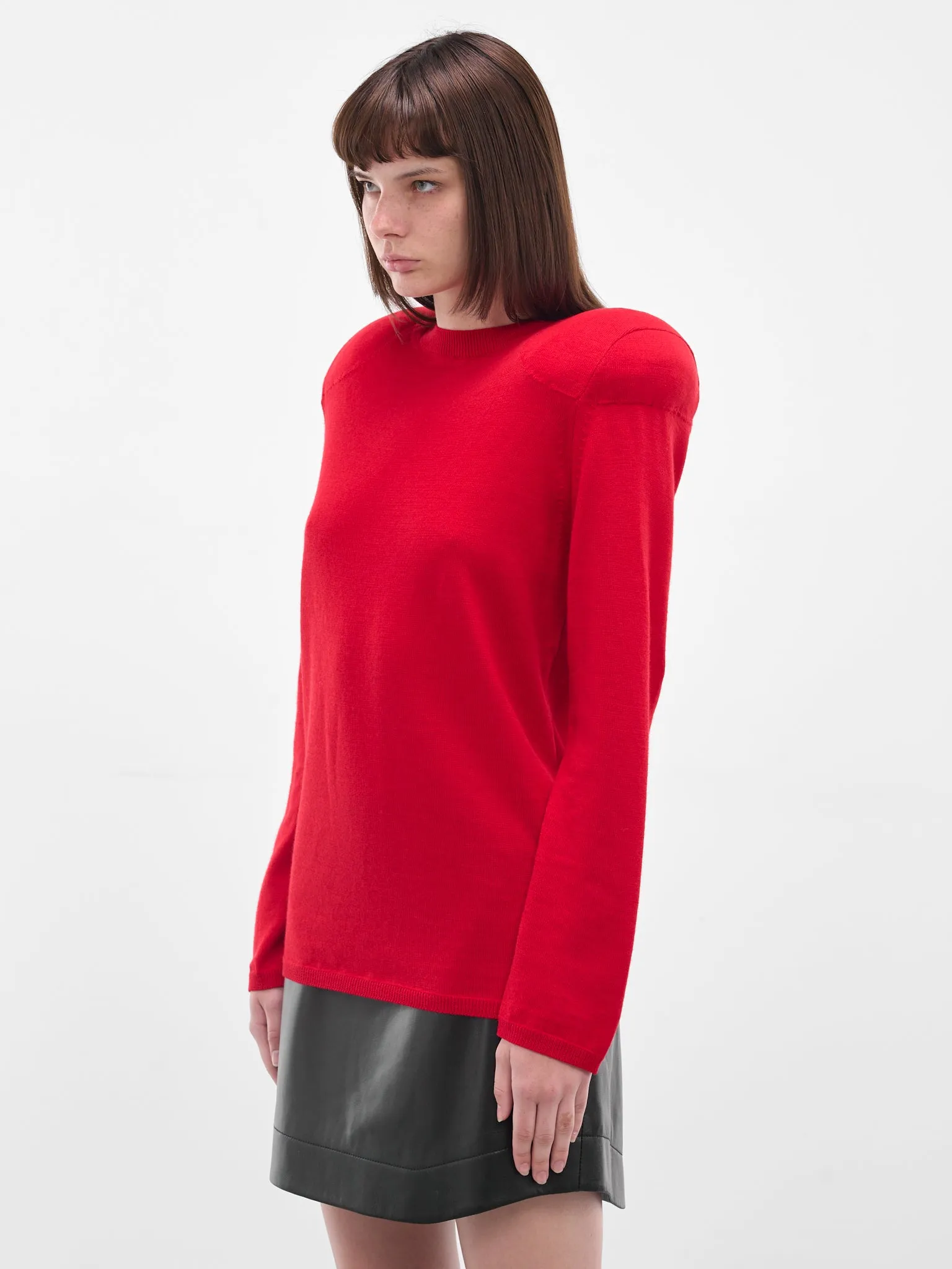 Red Wool Padded Shoulder Sweater (GP-N003-051-3-RED) sold by lorenzo product image thumbnail 2