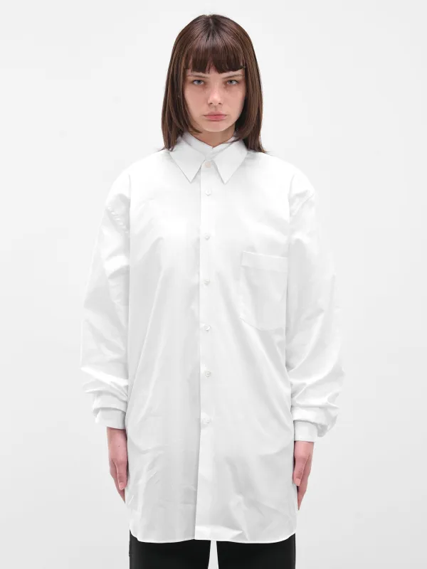 White Double Layer Button-Up Shirt (GP-B014-051-WHITE) sold by lorenzo