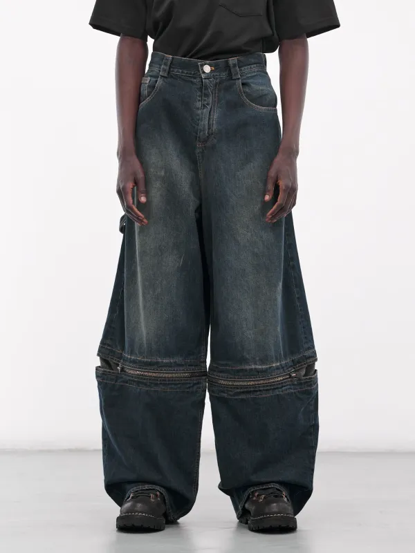 Baggy Tartan Panel Denim Jeans (UW23DF25-DENIM) sold by lorenzo