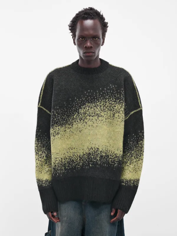 Lime Jacquard Knit Crew Sweater (UK11F25-BLACK-LIME) sold by lorenzo