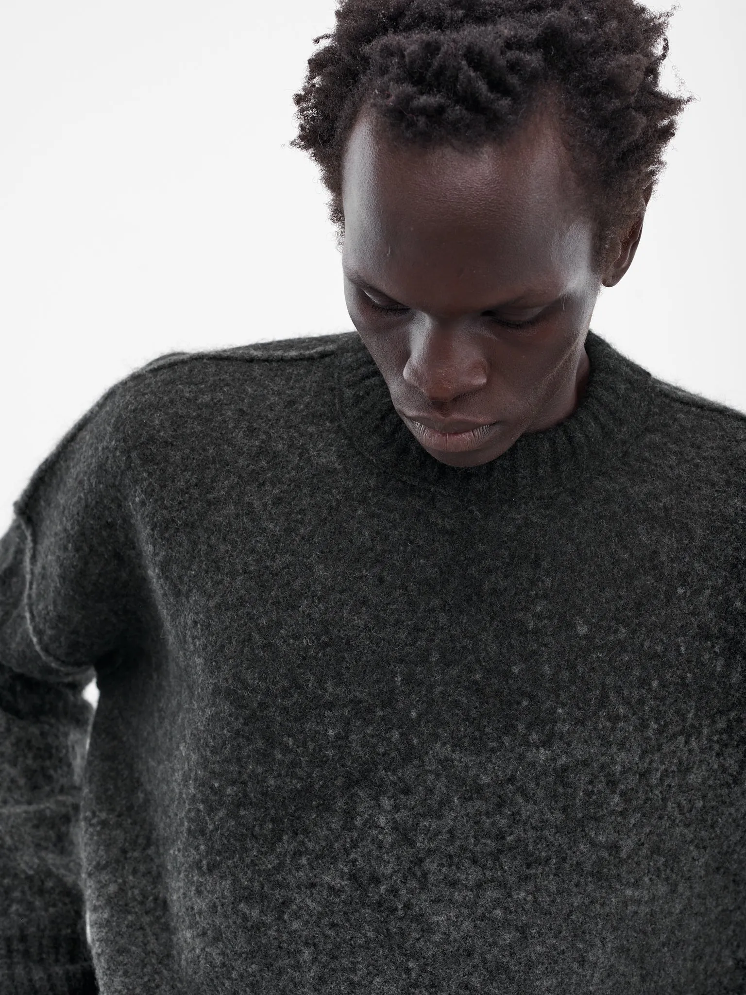 Gray Jacquard Knit Crew Sweater (UK11F25-GRAPHITE-GREY) sold by lorenzo product image thumbnail 4