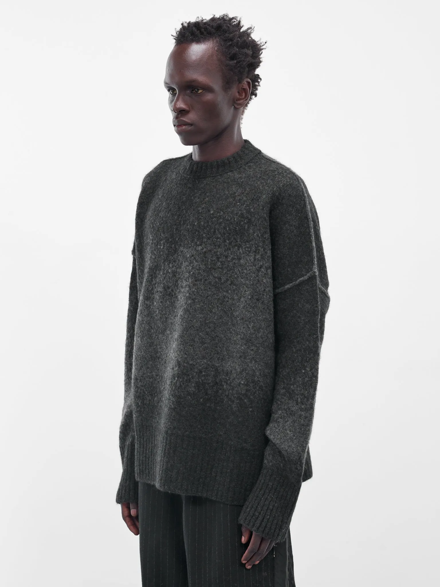 Gray Jacquard Knit Crew Sweater (UK11F25-GRAPHITE-GREY) sold by lorenzo product image thumbnail 2