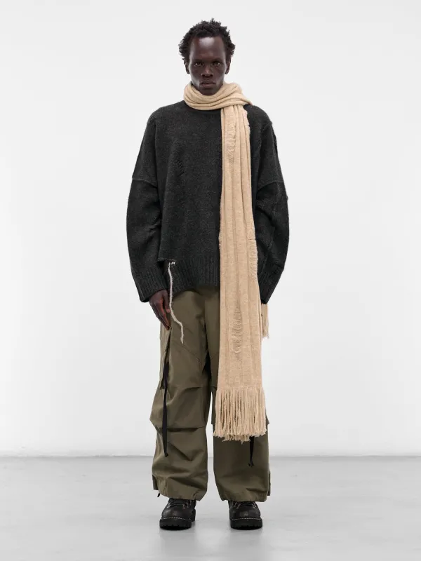 Beige Yak Knit Scarf (UK08F25-NATURAL) sold by lorenzo