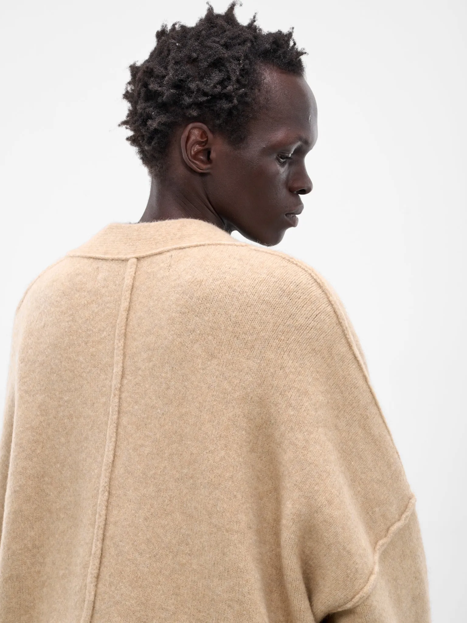 Beige Yak Knit Oversized Cardigan (UK06F25-NATURAL) sold by lorenzo product image thumbnail 4