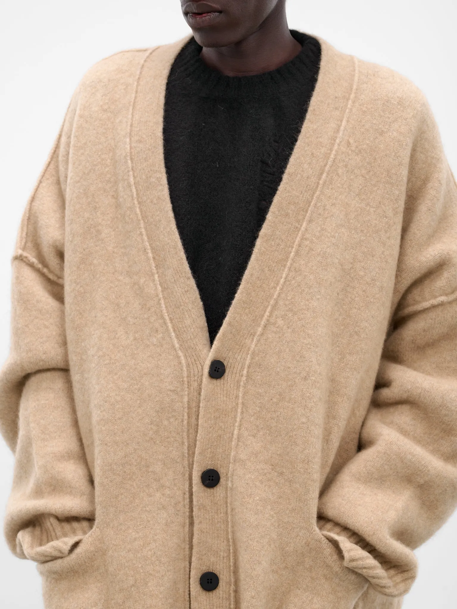Beige Yak Knit Oversized Cardigan (UK06F25-NATURAL) sold by lorenzo product image thumbnail 5