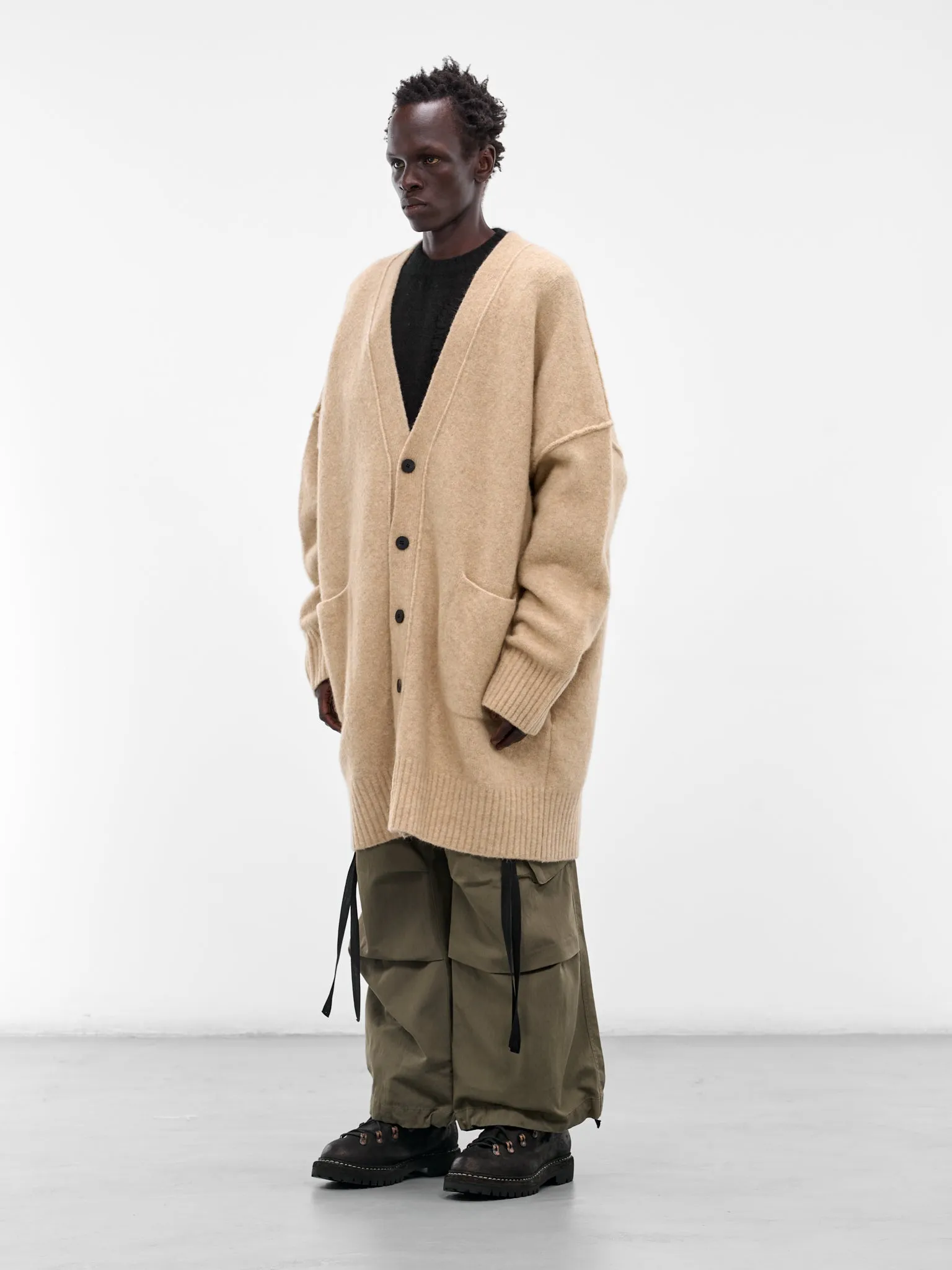 Beige Yak Knit Oversized Cardigan (UK06F25-NATURAL) sold by lorenzo product image thumbnail 2
