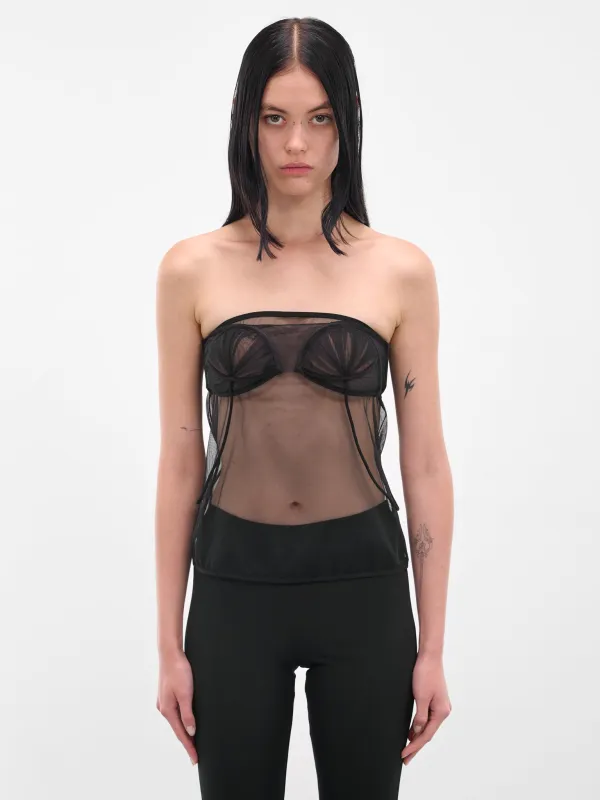 Upside-Down Pleated Bra Top (ND-TOP100-2003-101-BLACK) made by Nensi Dojaka