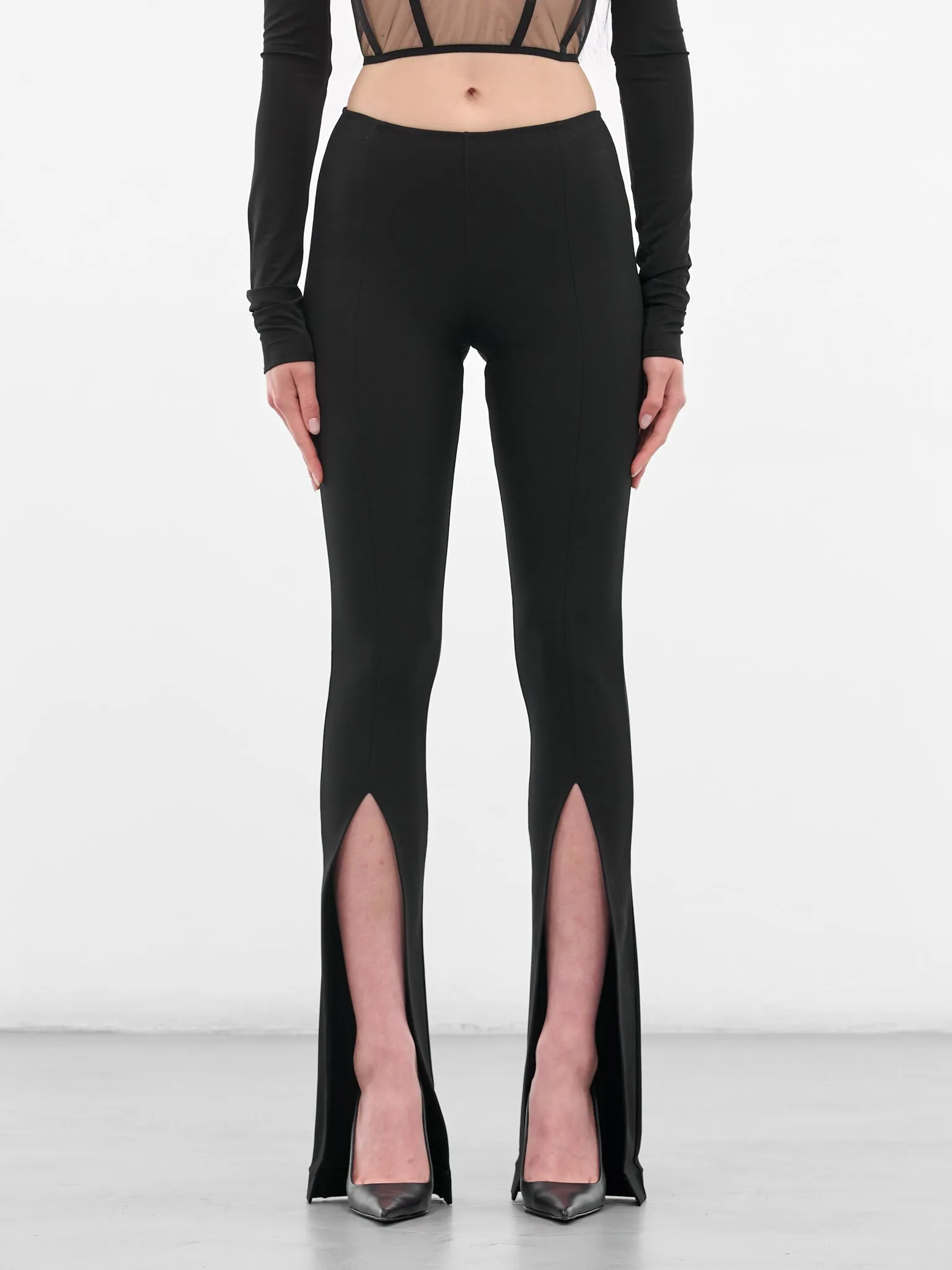 Black Front Split Flared Trousers (ND-TRS079-1000-100-BLACK) sold by lorenzo