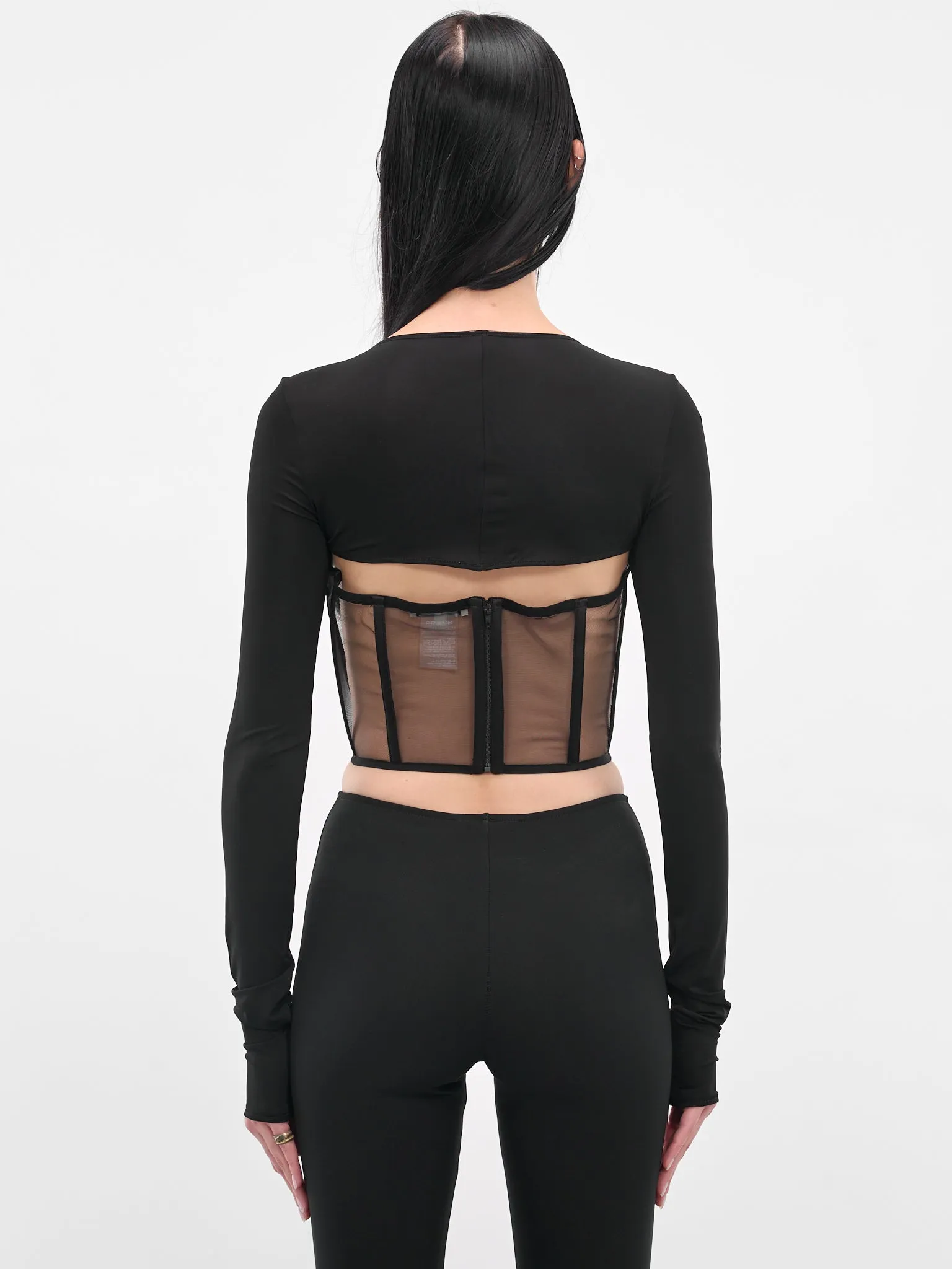 Black Bustier Long Sleeve Top (BD-TOP096-1001-100-BLACK) sold by lorenzo product image thumbnail 3
