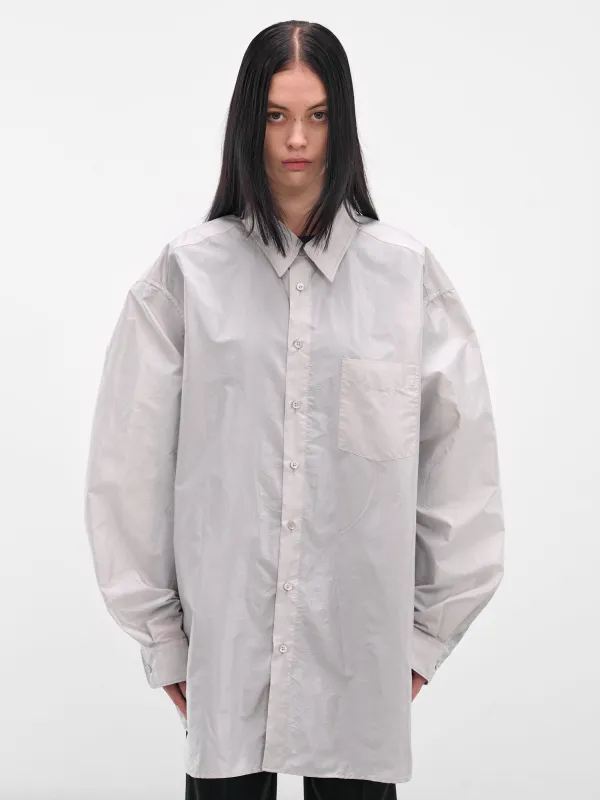 Gray Oversized Button-Up Shirt (S51DT0025-M35350-PEARL-GREY) sold by lorenzo