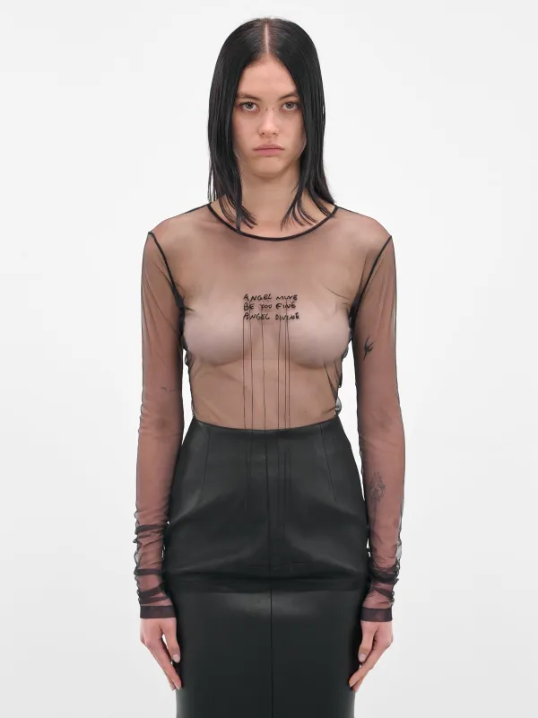 Fiene 'Angel Divine' Sheer Tee (B0013167-FA585-099-BLACK) sold by lorenzo