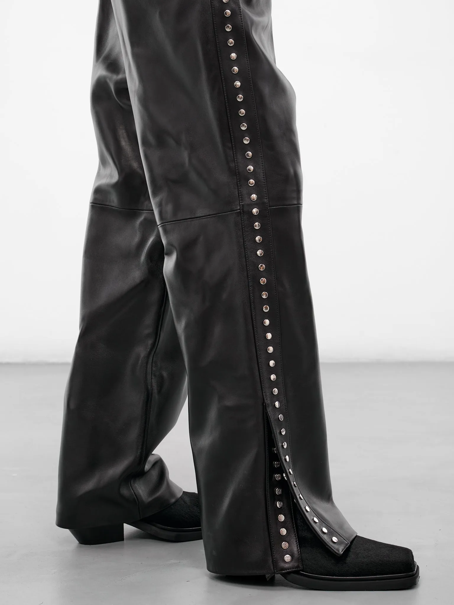 Black Studded Lambskin Elasticated Pants (H526Y54L71-1100-BLACK) sold by lorenzo product image thumbnail 5