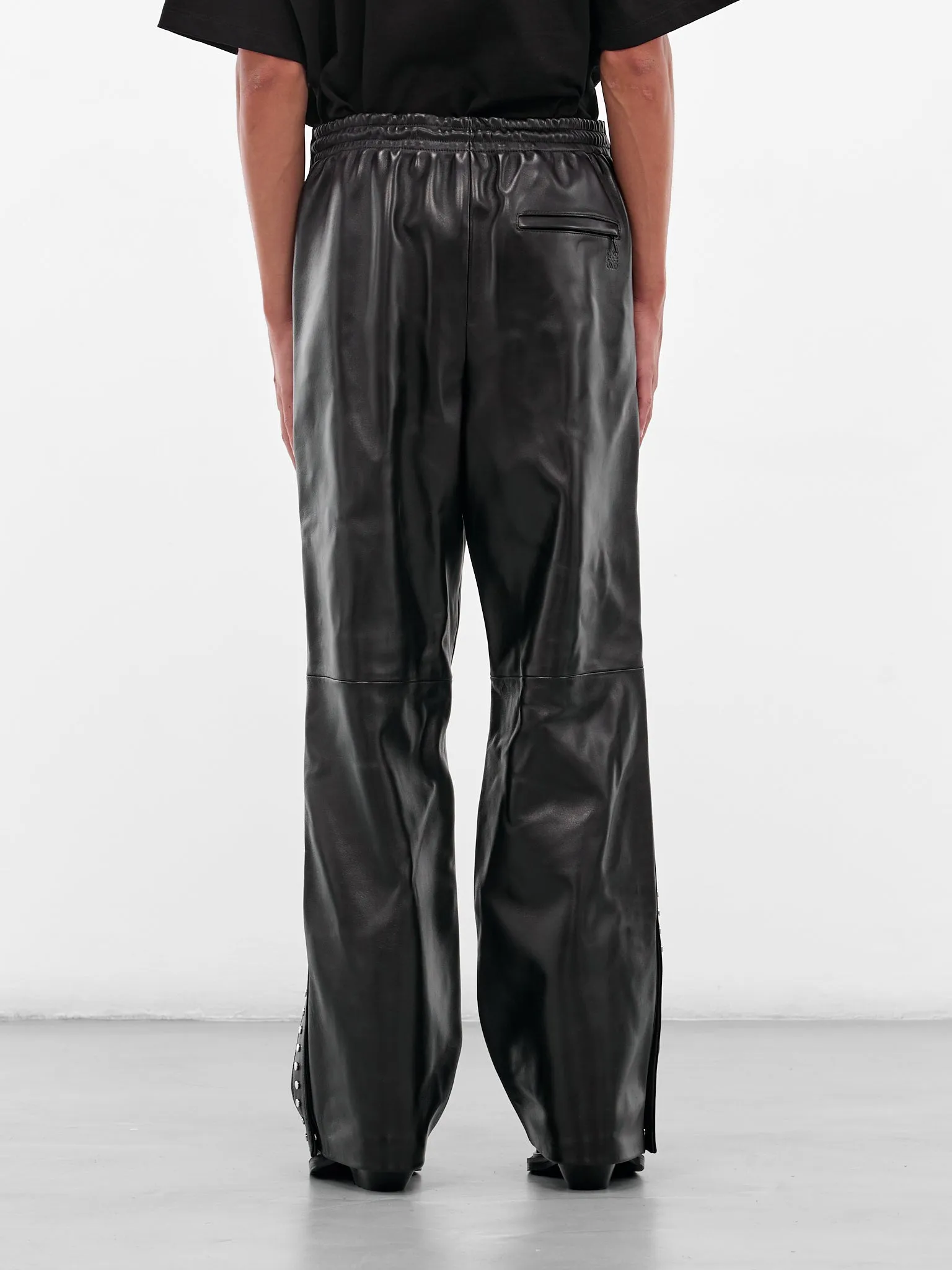 Black Studded Lambskin Elasticated Pants (H526Y54L71-1100-BLACK) sold by lorenzo product image thumbnail 3