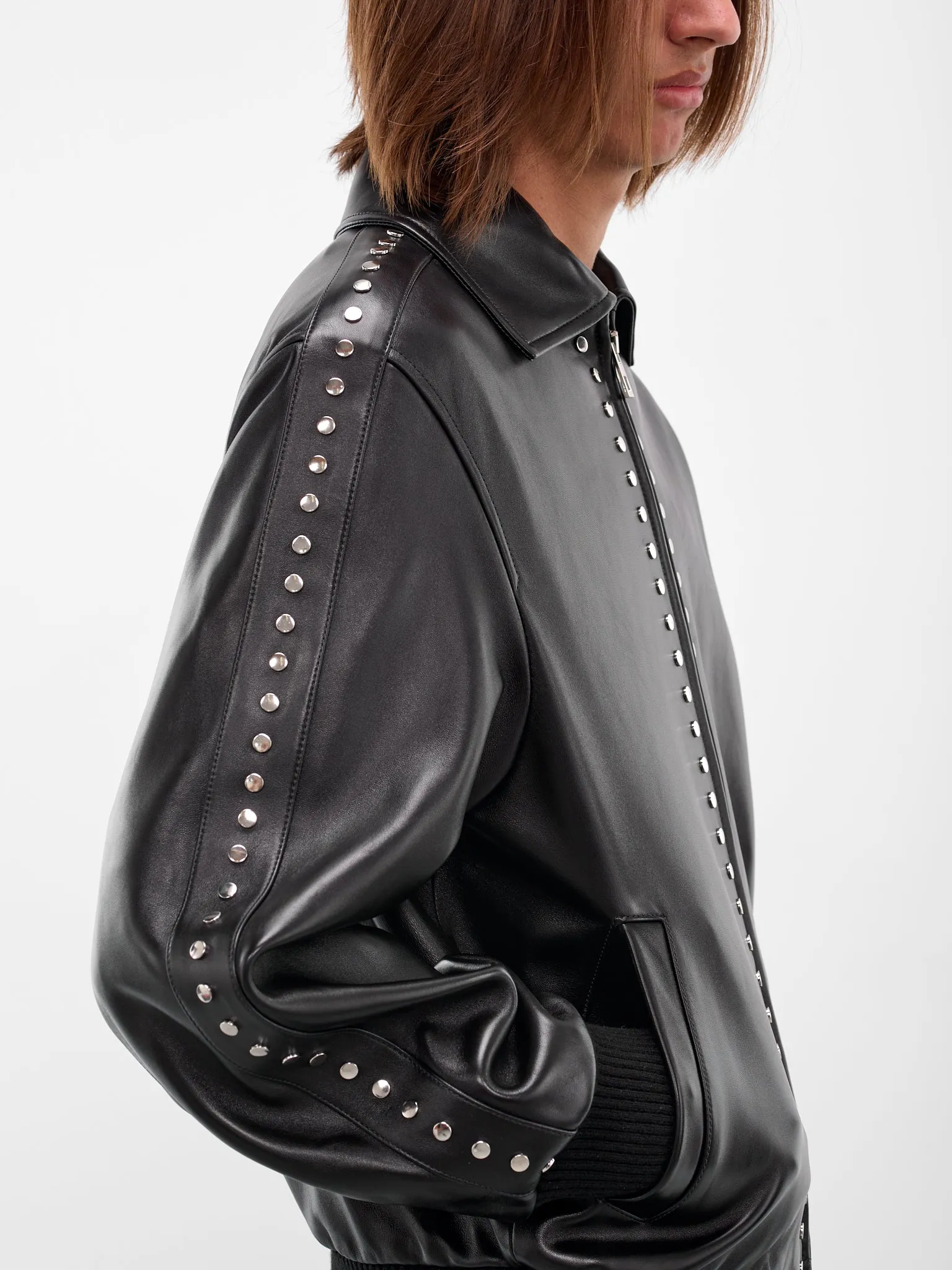 Black Studded Lambskin Zip Jacket (H526Y34L62-1100-BLACK) sold by lorenzo product image thumbnail 5