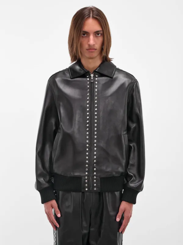 Black Studded Lambskin Zip Jacket (H526Y34L62-1100-BLACK) sold by lorenzo