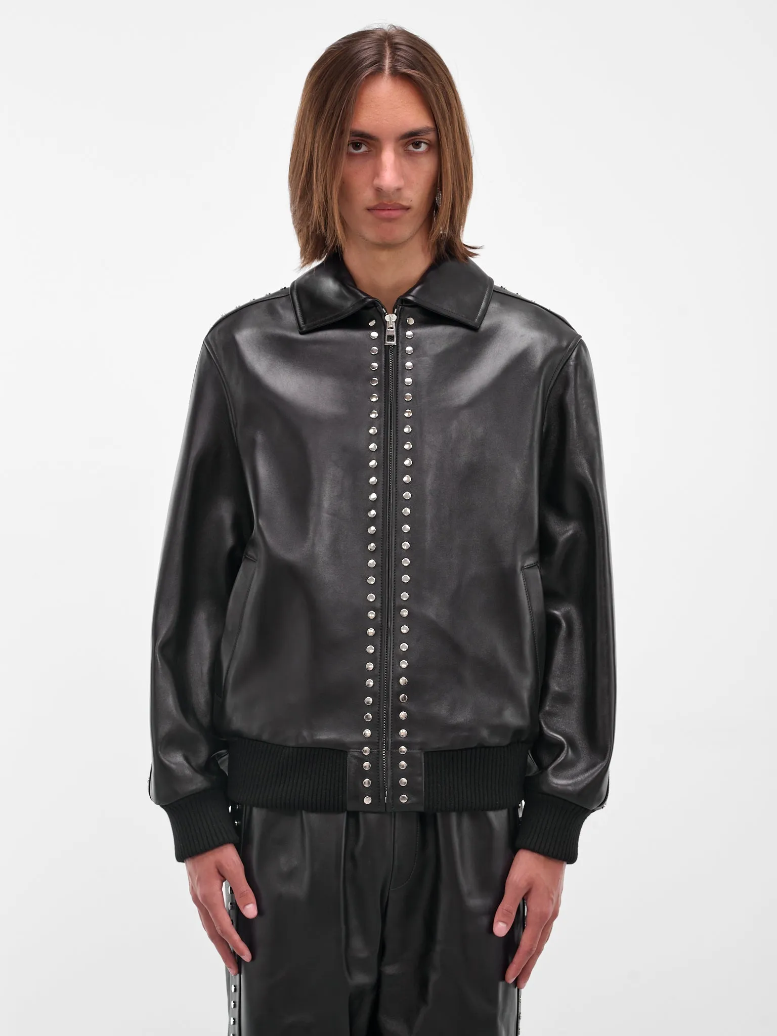 Black Studded Lambskin Zip Jacket (H526Y34L62-1100-BLACK) sold by lorenzo