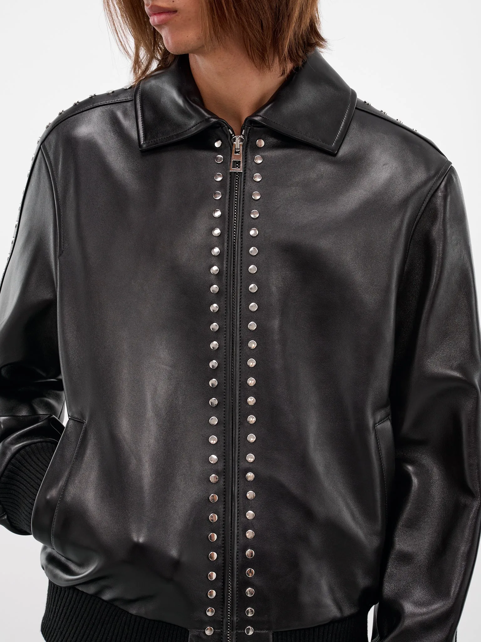 Black Studded Lambskin Zip Jacket (H526Y34L62-1100-BLACK) sold by lorenzo product image thumbnail 4