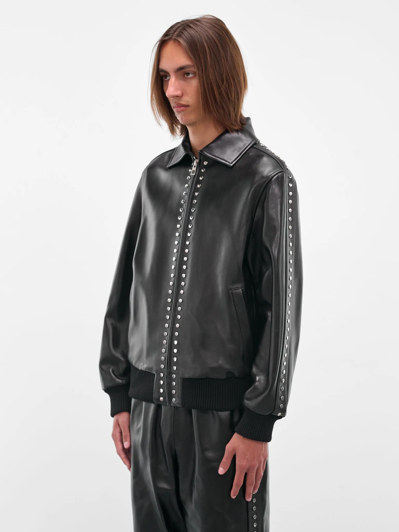 Black Studded Lambskin Zip Jacket (H526Y34L62-1100-BLACK) sold by lorenzo product image thumbnail 2