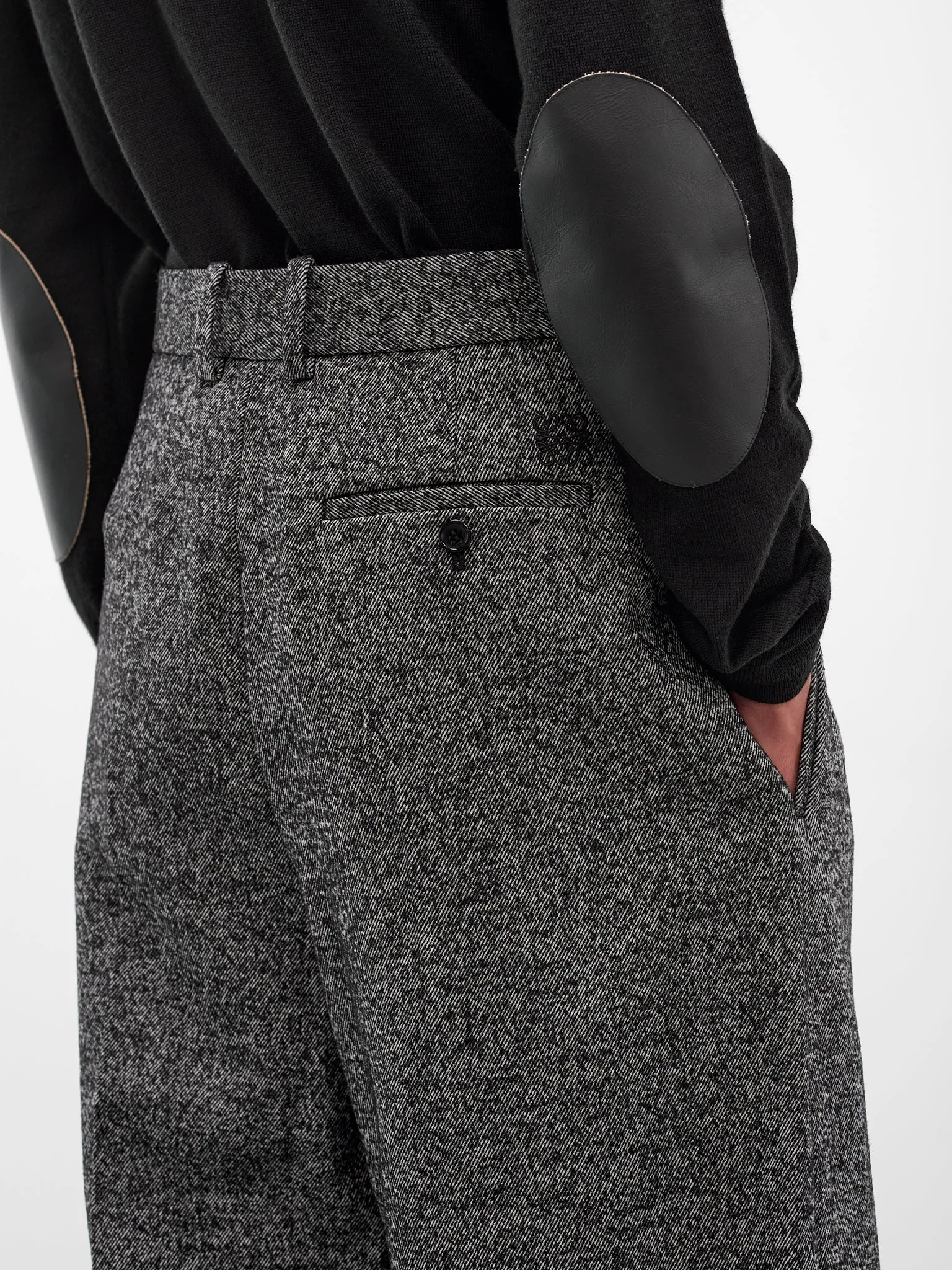 Gray Twill Wide Leg Trousers (H526Y04WH2-1440-GREY-MELANGE) sold by lorenzo product image thumbnail 5