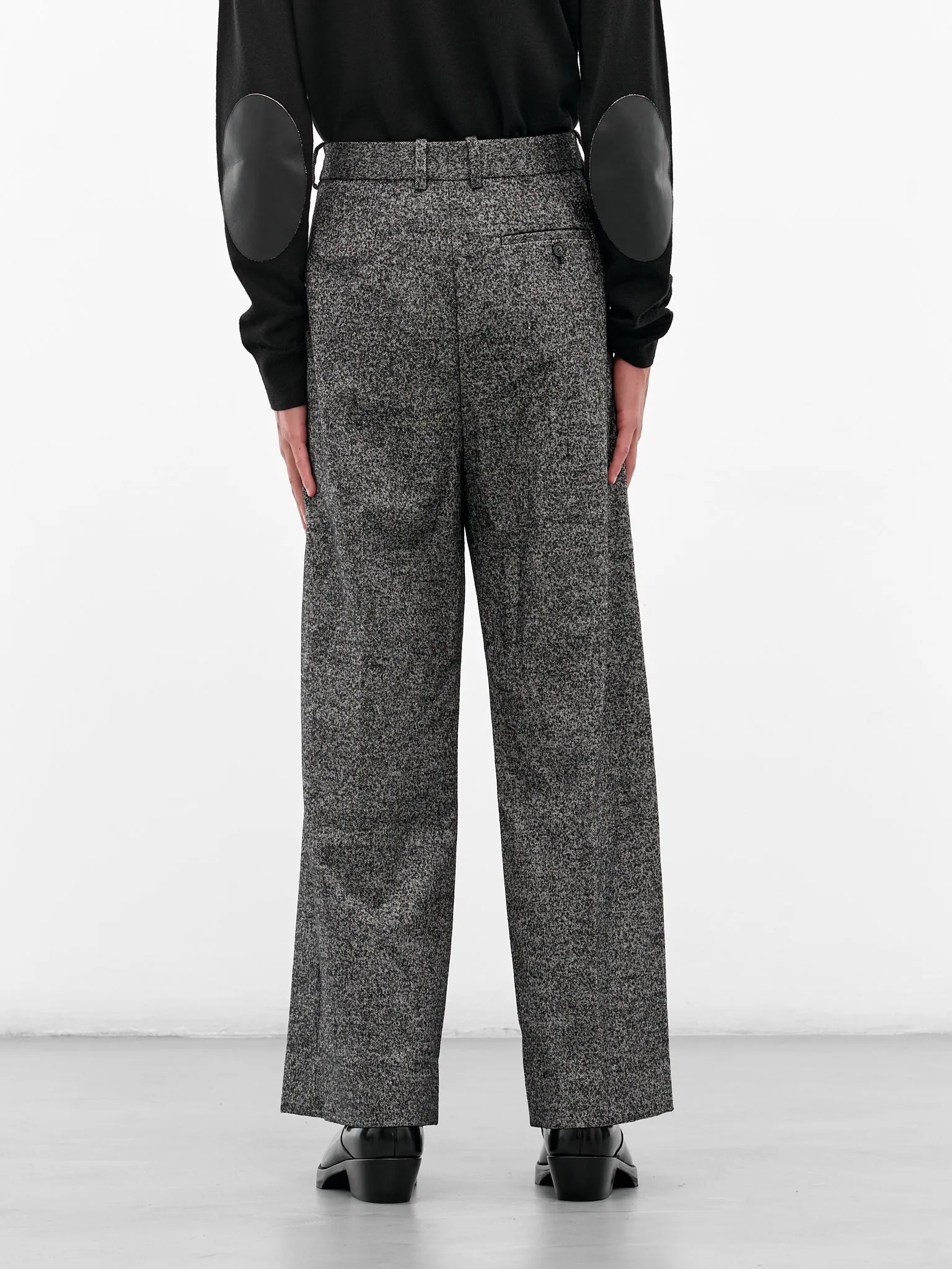 Gray Twill Wide Leg Trousers (H526Y04WH2-1440-GREY-MELANGE) sold by lorenzo product image thumbnail 3