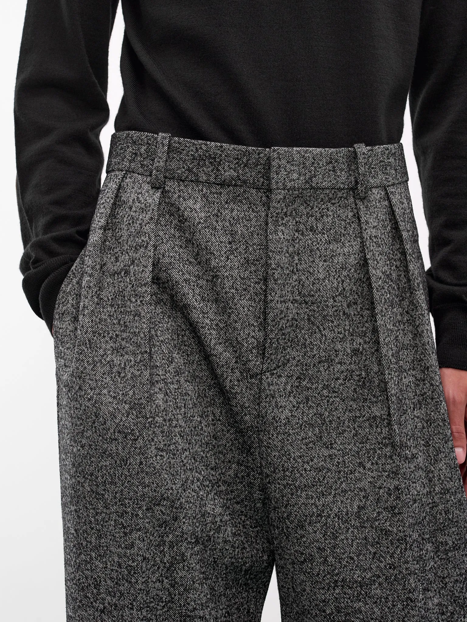 Gray Twill Wide Leg Trousers (H526Y04WH2-1440-GREY-MELANGE) sold by lorenzo product image thumbnail 4