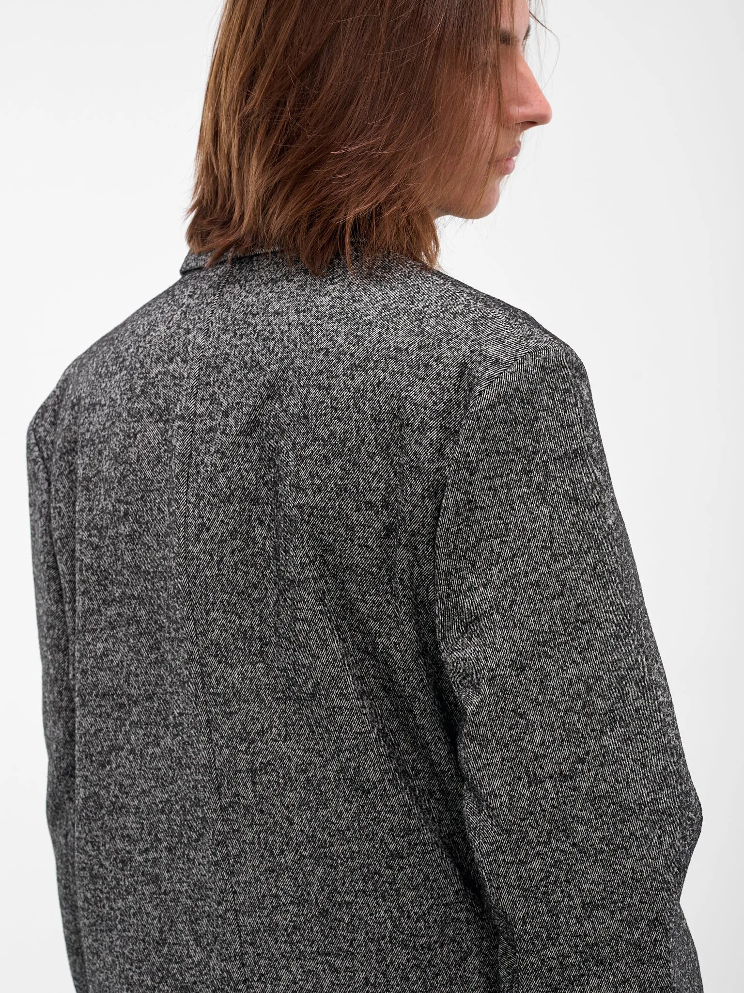 Gray Twill Double-Breasted Coat (H526Y01WD6-1102-BLAK-WHITE) sold by lorenzo product image thumbnail 4