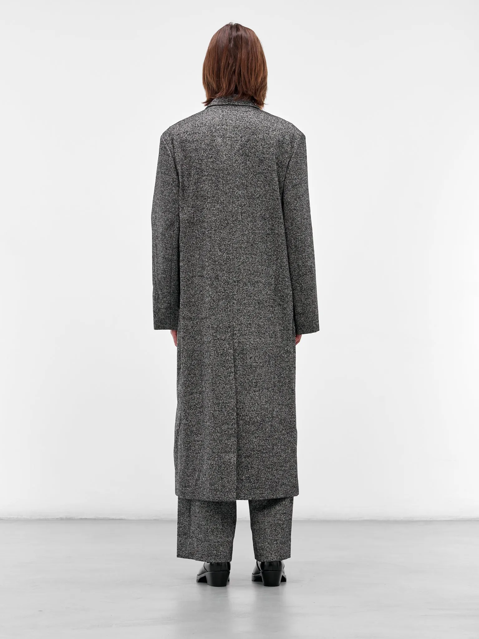 Gray Twill Double-Breasted Coat (H526Y01WD6-1102-BLAK-WHITE) sold by lorenzo product image thumbnail 3