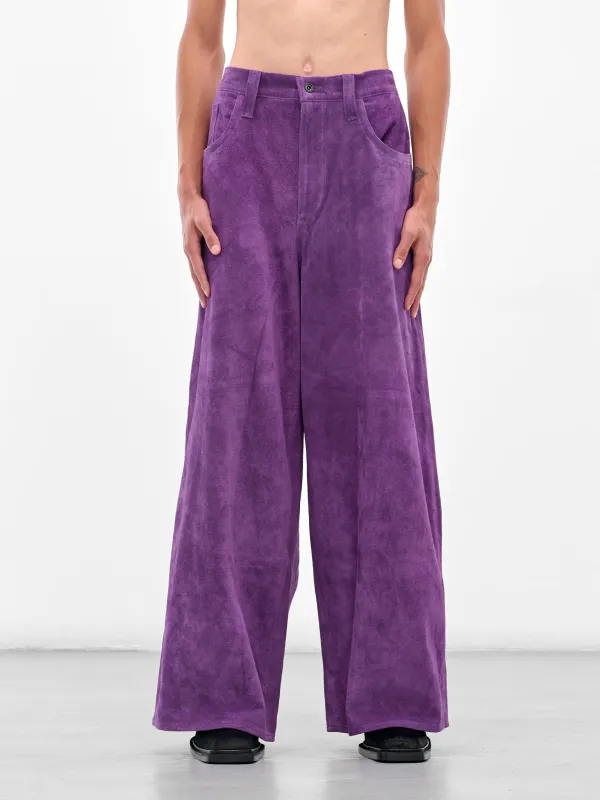 Purple Suede Wide Baggy Trousers (AUP2556-PURPLE-SUEDE) sold by lorenzo