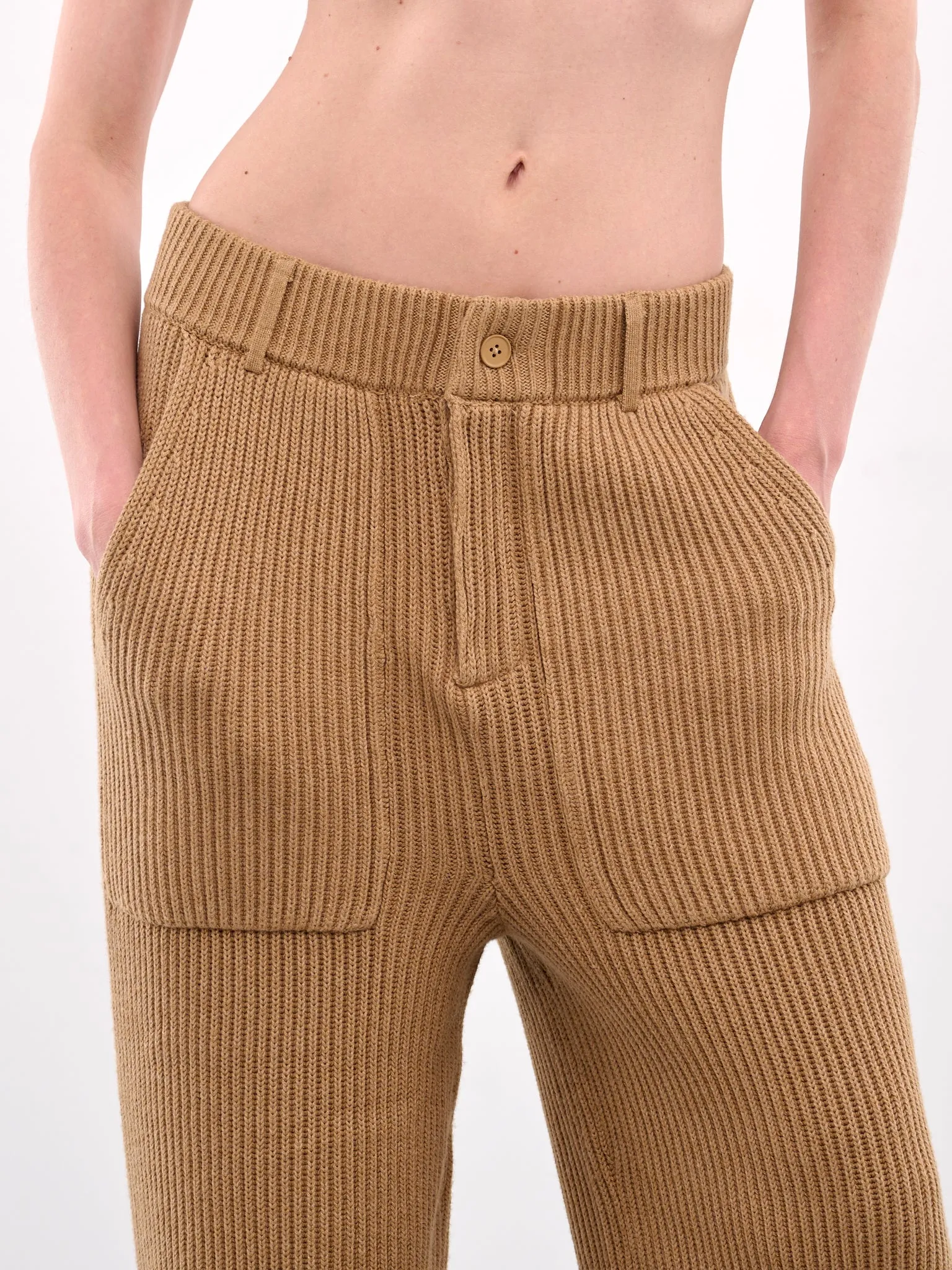 Ribbed Knit Trousers (AMBR2559-DEEP-CAMEL) sold by lorenzo product image thumbnail 4