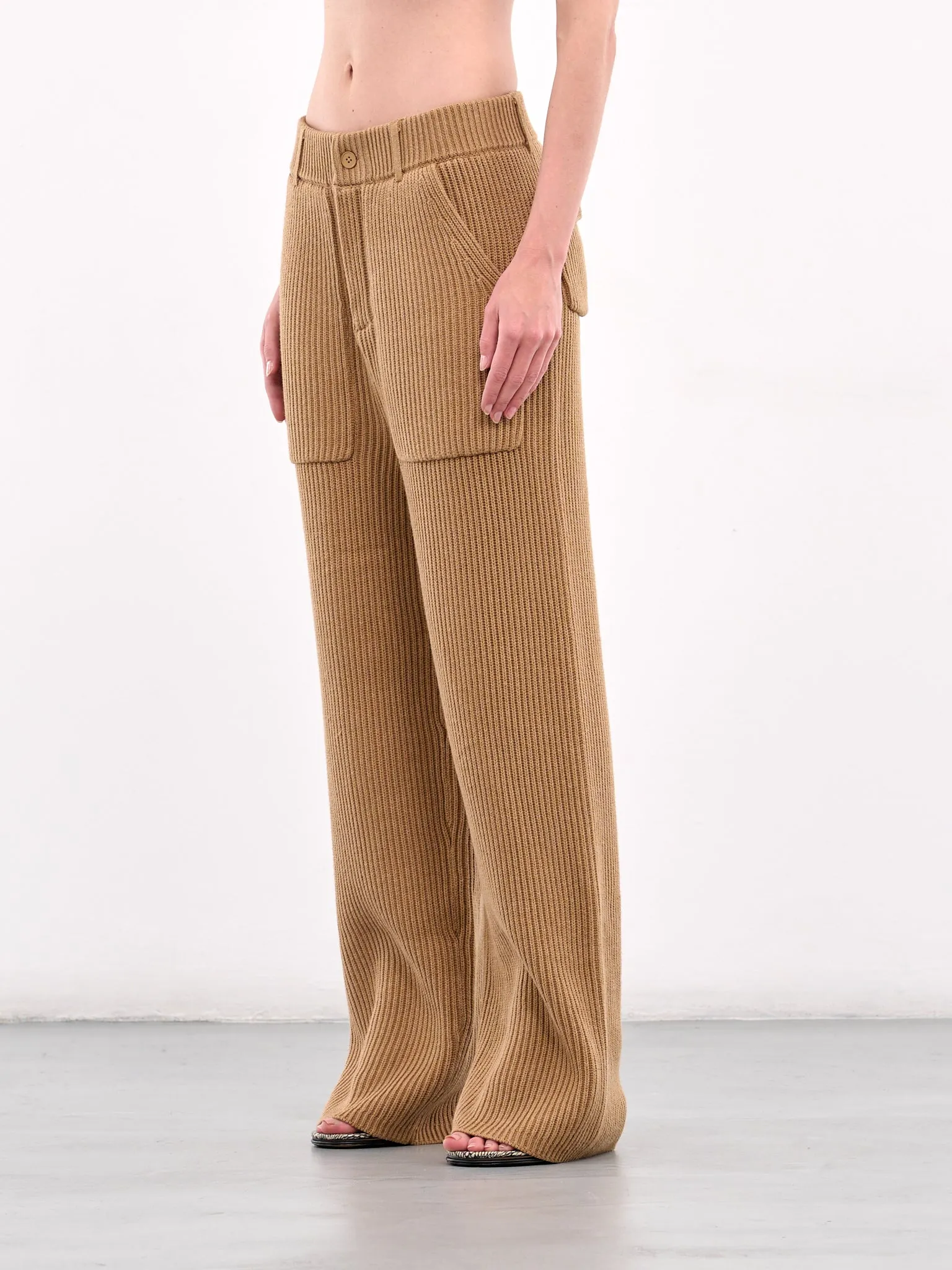 Ribbed Knit Trousers (AMBR2559-DEEP-CAMEL) sold by lorenzo product image thumbnail 2