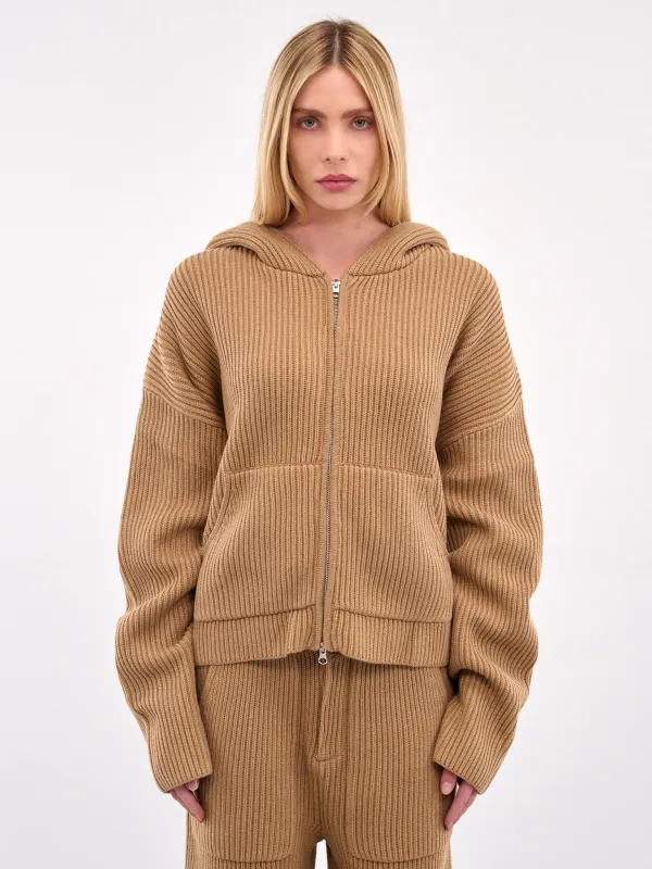 Zip-Up Ribbed Knit Hoodie (AMBR2521-TIGERS-EYE) sold by lorenzo