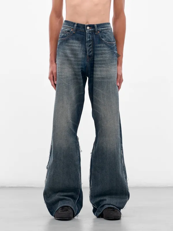 Blue Faded Denim Flared Jeans (SH0LA0022-M30017-962-BLUE) sold by lorenzo