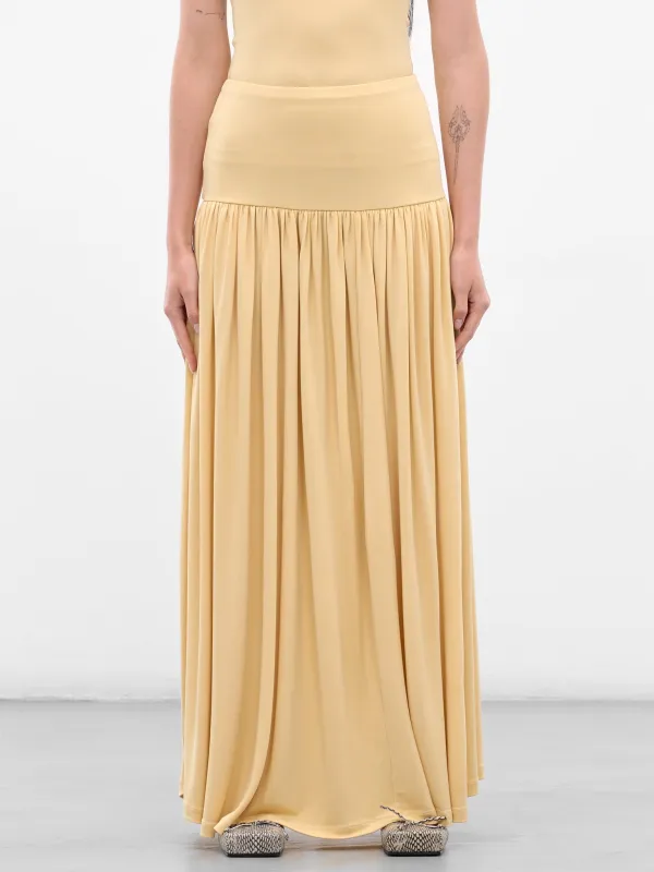 Yellow Gathered Maxi Skirt (AMPF2563-MAXI-BUTTERCREAM) sold by lorenzo